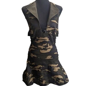 Seven Til Midnight Chic Backless Camouflage Mini Dress Open On Side Size L